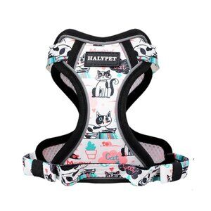 Cat Harness & Leash Set – HALYPET – White Cat Pattern - Medium